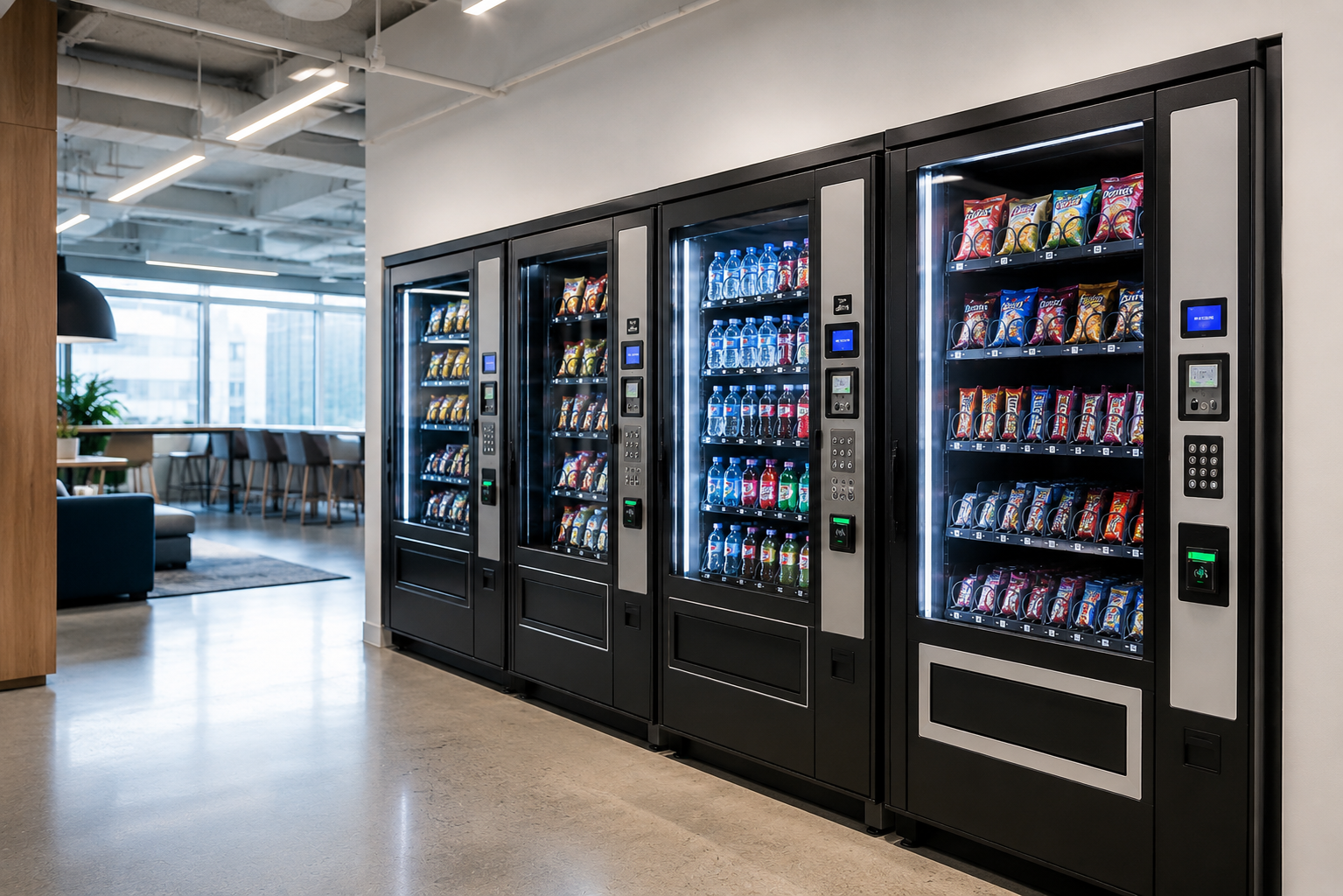 Cold drink vending machines in an office